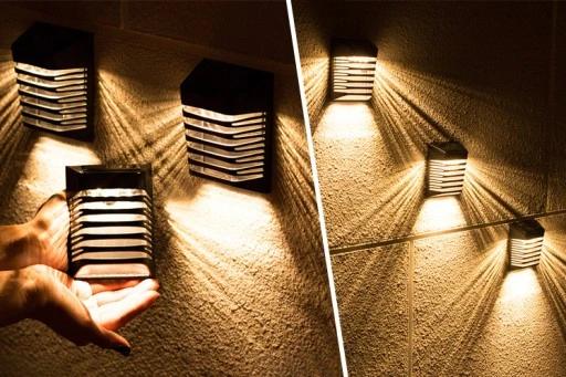 Dekoracyjna Lampa Lampka Solarna Led Czarna Ścienna Dekoracja Kinkiet Ip65