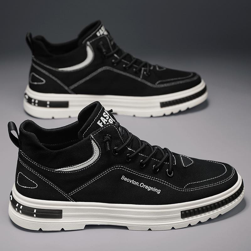 

Summer new black casual heightening cloth shoes sports breathable canvas trendy board shoes 39 чёрный