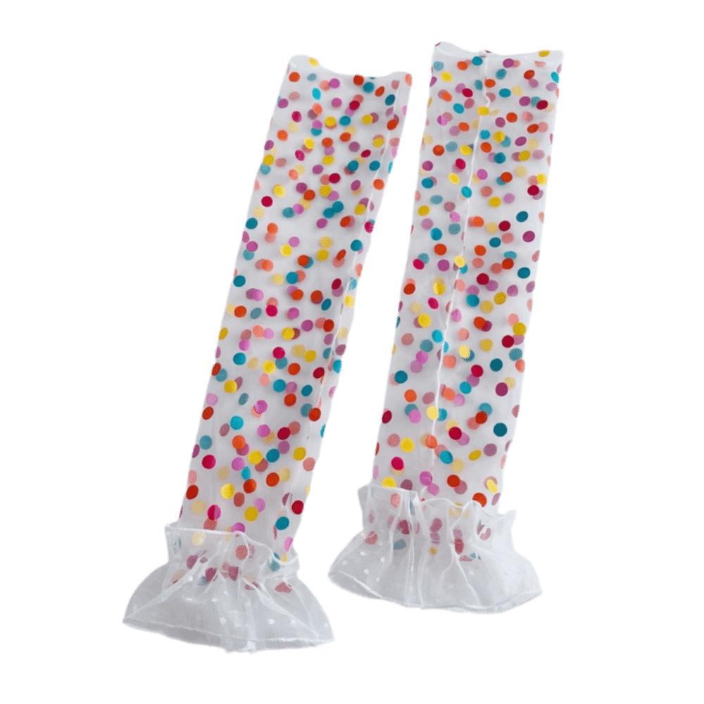 Polka Dot Pattern Mesh Sunscreen Sleeves Breathable Long Fingerless Gloves  Summer White Polka Dot