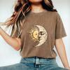 Vintage Boho Mond Sonne Geist T-Shirt, Leicht Atmungsaktiv, Outdoor Lässig, Geschenk für Mama Schwester Tochter Freundin