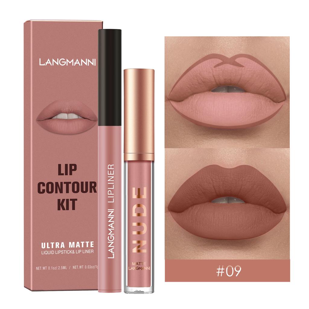 Nude Lipstick and Lip Liner Set - Long-Lasting Waterproof Lip Stain - Highly Pigmented Makeup Kit for Daily and Holiday Gifts - Non-Sticky Formula