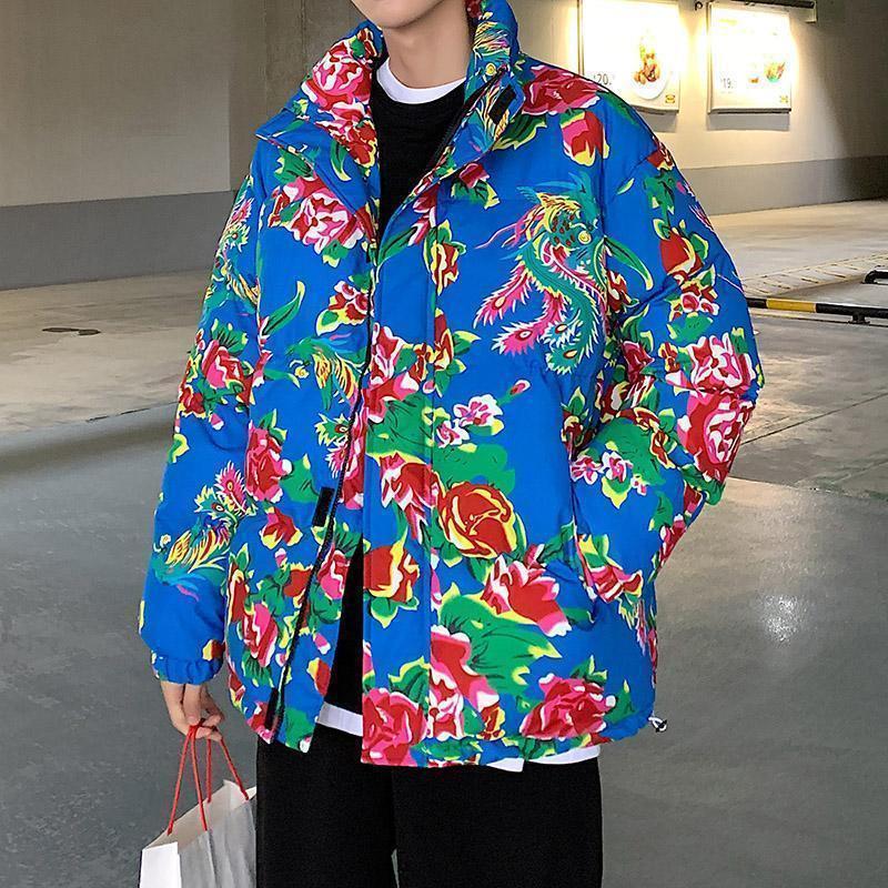 National Style Unisex Northeast Floral Winter Coat - Trendy, Thick, and Loose Fit