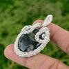 Solar Moss Agate Gemstone Wife Birthday Wire Wrapping Pendant Sterling Silver
