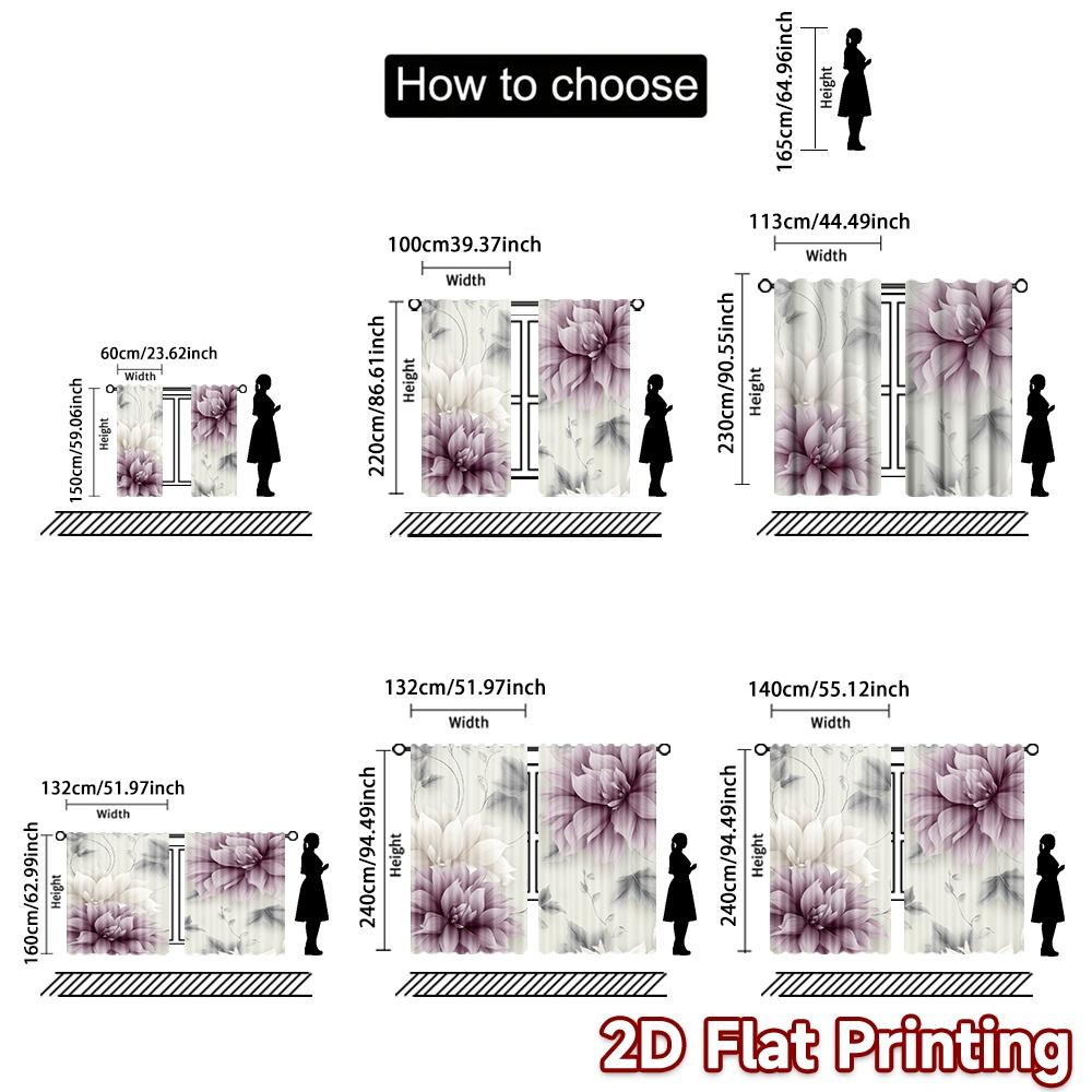 Flat Printing Curtains Without Rod Floral Elegance Design Fashionable Curtainments During New Year Holiday Curtain Set Of 2 Modern Made Polyester