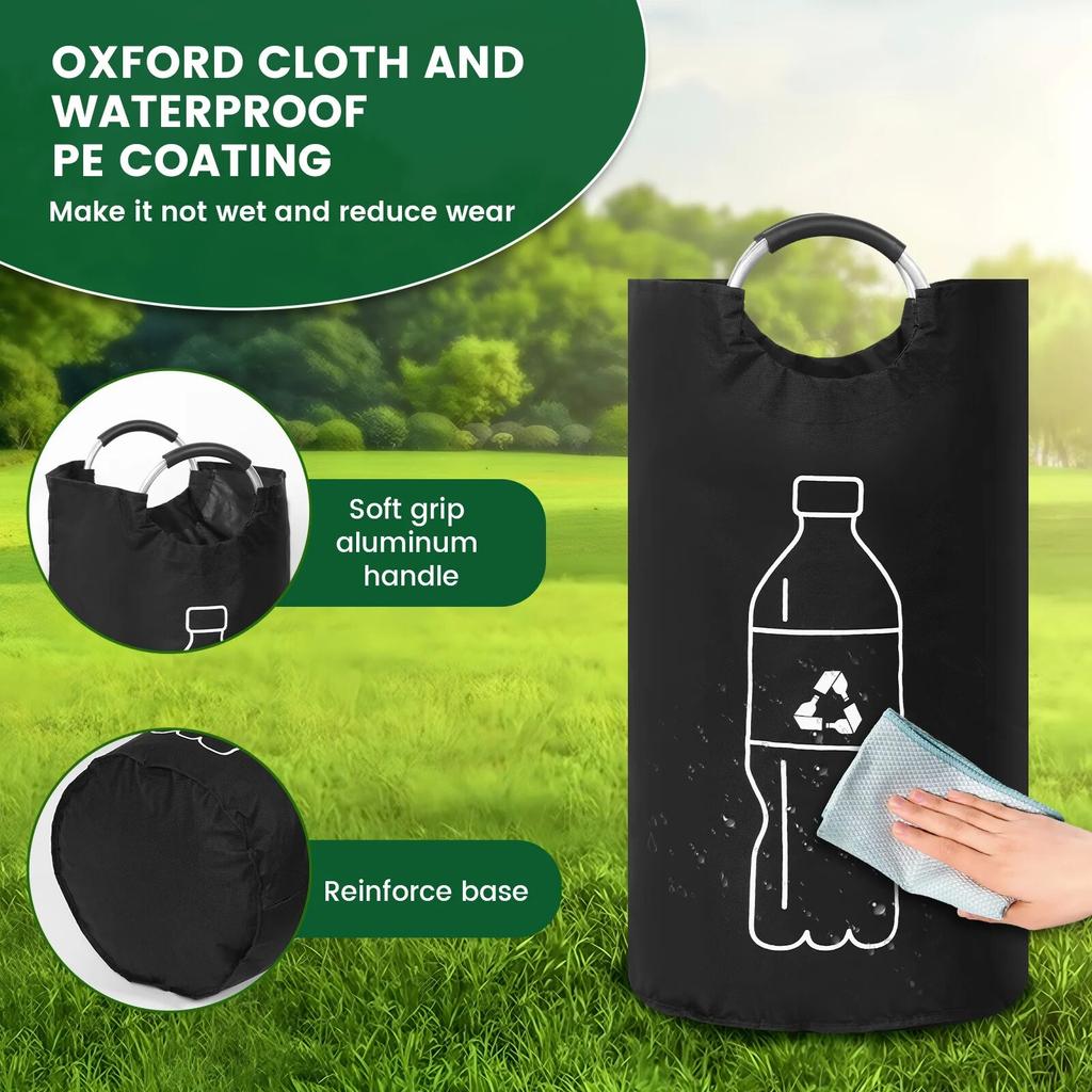 Coș de depozitare sticle goale de 82L Pliabil Colector sac pentru sticle de apă uzată de bucătărie cu mâner din aluminiu Recipient de capacitate mare