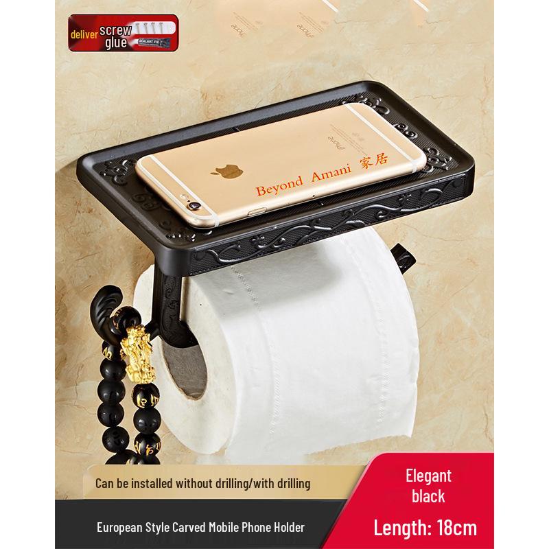 European Retro Wall-Mounted Space Aluminum Toilet Paper  Phone Holder 18/30