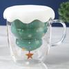 300ML Lovely Christmas Tree Glass Cup Heat-Resistant Double Wall Glass Cup