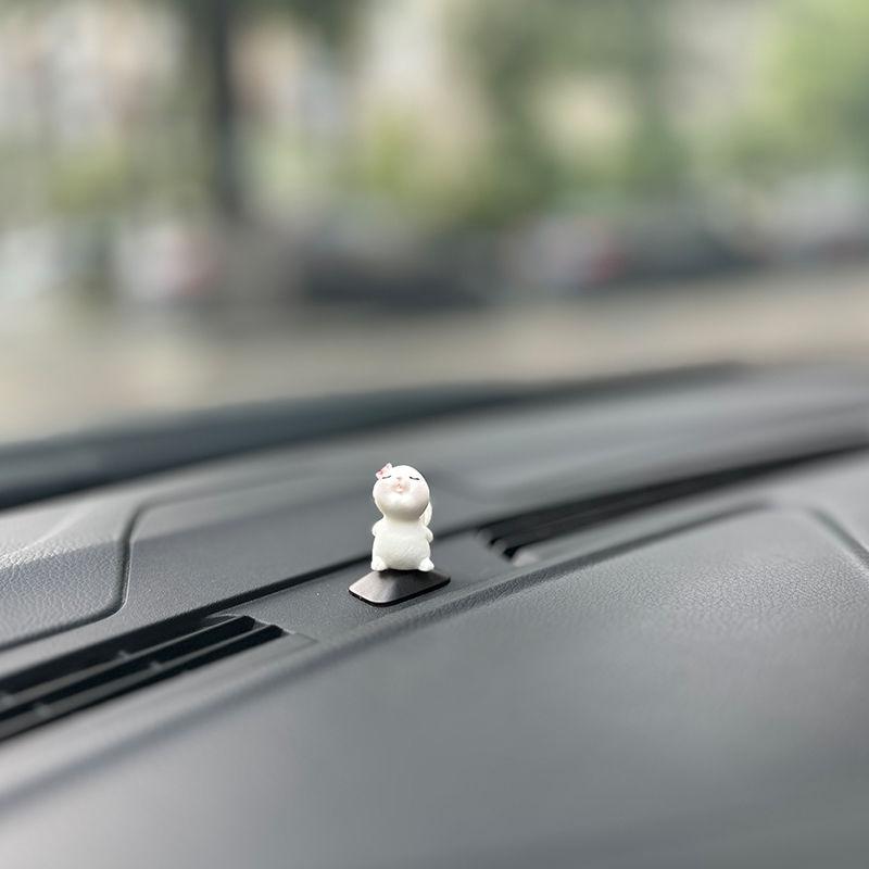 Cute Anime Car Interior Decoration Mini Rabbit And Vase Auto Dashboard Rearview Mirror Ornaments For Gifts Car Accessories