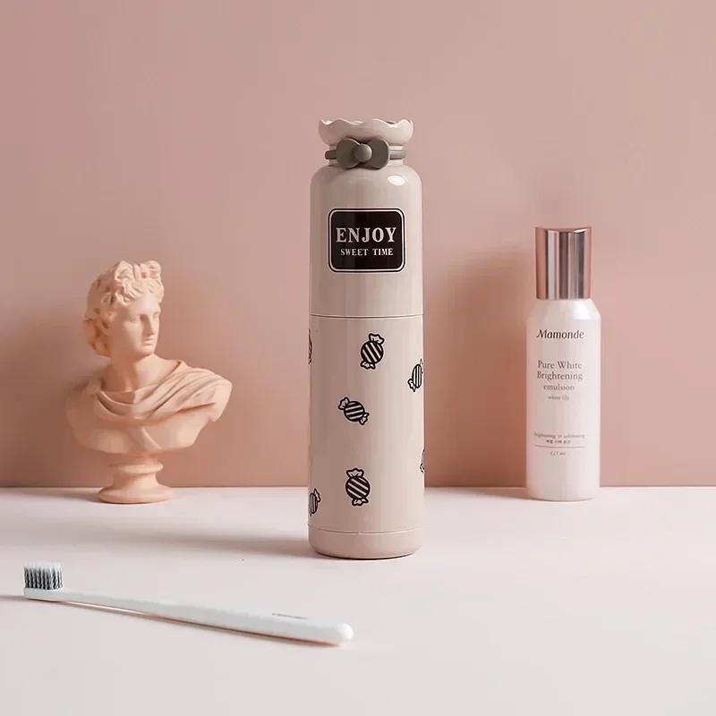 Cute Portable Toothbrush Holder Box Travel Toothbrush Cup Mouthwash Cup Toothpaste Storage Container Bathroom Outdoor Supplies