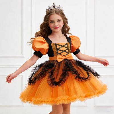Halloween Children's Pumpkin Costume: Girls' Witch Cosplay Party Outfit