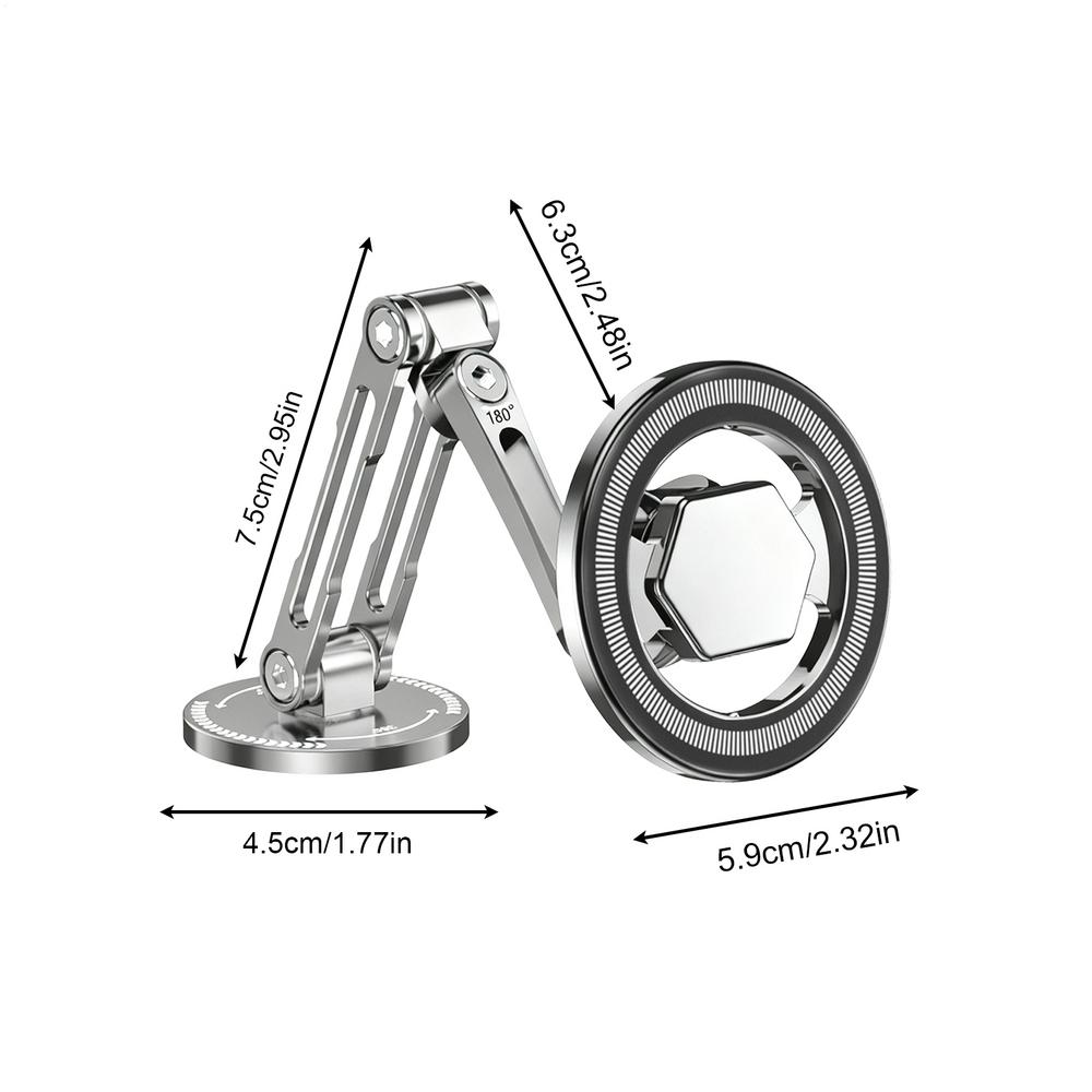 Universal Magnetic Phone Holder For Car 360 Degree Rotating Foldable Aluminum Alloy Phone Mount For Dashboard Windshield