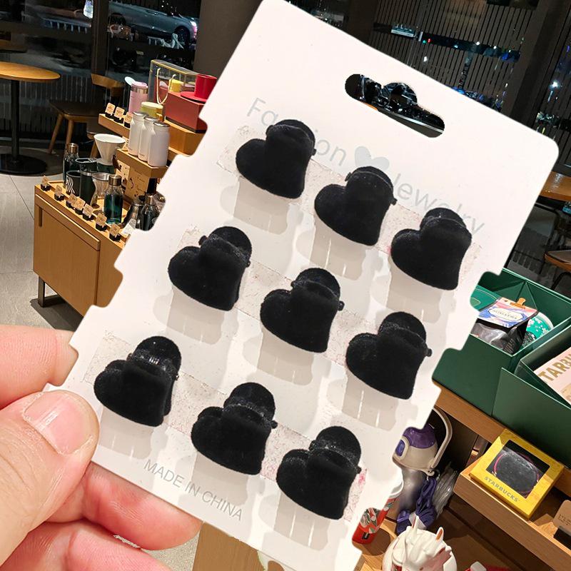 2024 Neue Herbst/Winter Beflockte Schleife Krallenklemme, Damen Haarspange für Pony