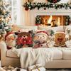 4 Pcs Cartoon Christmas Single-Sided Printed Pillowcase Cushion Cover,Suitable For Living Room,Bedroom,Car Decoration