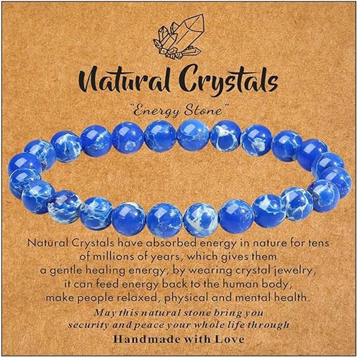 Hot Selling Natural Stone with Cardboard Beaded Elastic String Bracelet Crystal Agate Tiger Eye Stone Wholesale Bracelet Jewelry