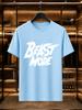 2026 New Arrival 100 Cotton Tshirt Beast Mode Graffiti Print Crew Neck Unisex Casual Short Sleeve Tee