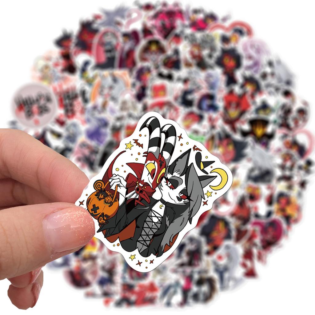 10/50 SZTUK Naklejki Alastor Naklejki Hazbin Hotel Naklejki Helluva Boss Urocze Naklejki Naklejki Graffiti Walizka Gitara Wodoodporne Naklejki