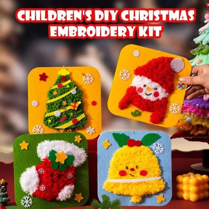 1-4PCS Christmas DIY Embroidery Kit Handmade Sewing Needlework Kids Craft Set Holiday Gift Home Decoration Room Decoration