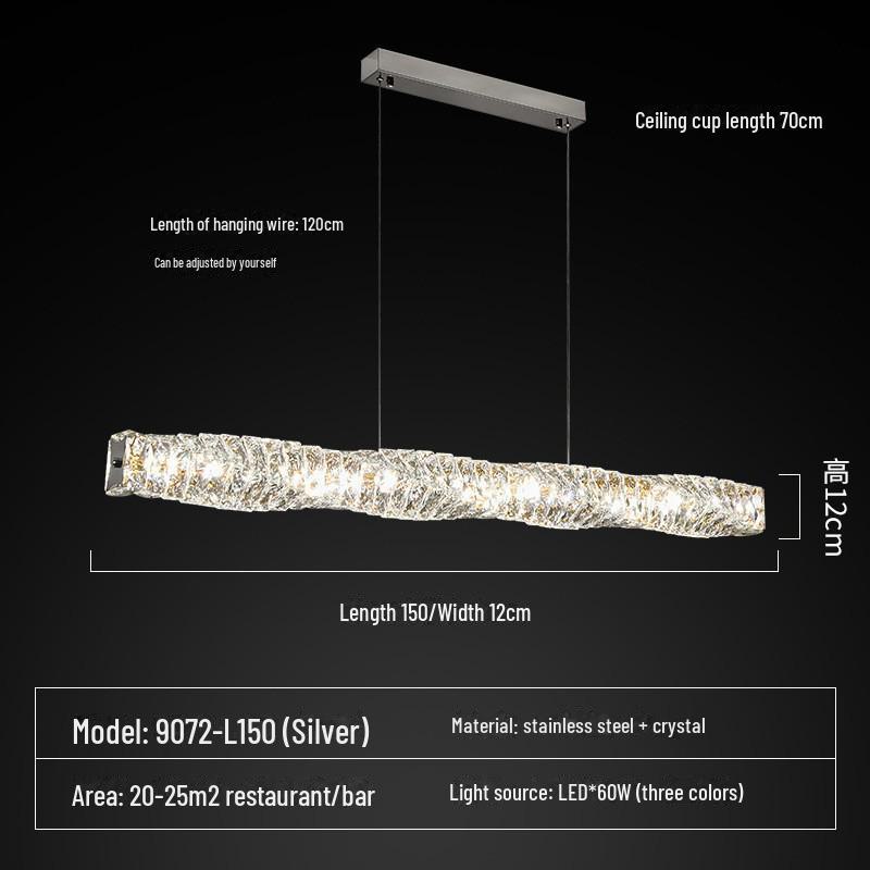 Modern Crystal Chandelier: Sleek Light for Dining Room Table or Bar