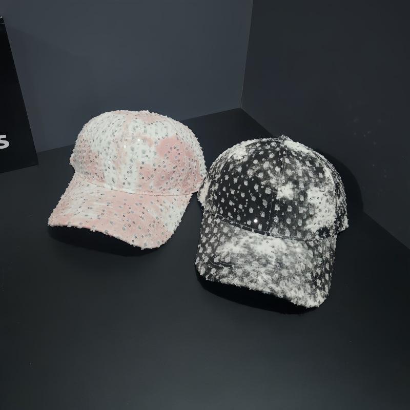 Spring and summer new fashion niche sequins old hole design baseball cap outdoor street racket travel sunshade sunscreen cap