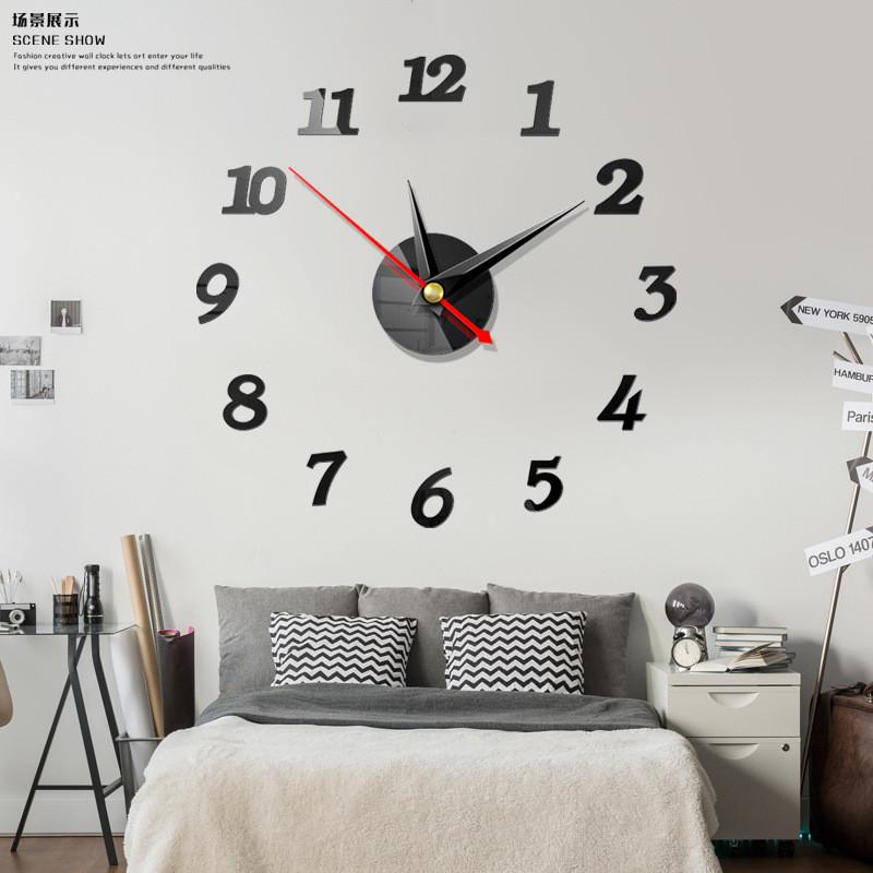 3D DIY Wall Clock Frameless Mirror Wall Clock Stickers Home Decoration for Living Room Bedroom