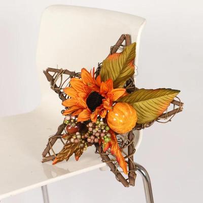 Wooden Sunflower Autumn Color Pendant Sunflower Pumpkin Autumn Color Decoration Sunflower Pumpkin Decoration Wall Mount