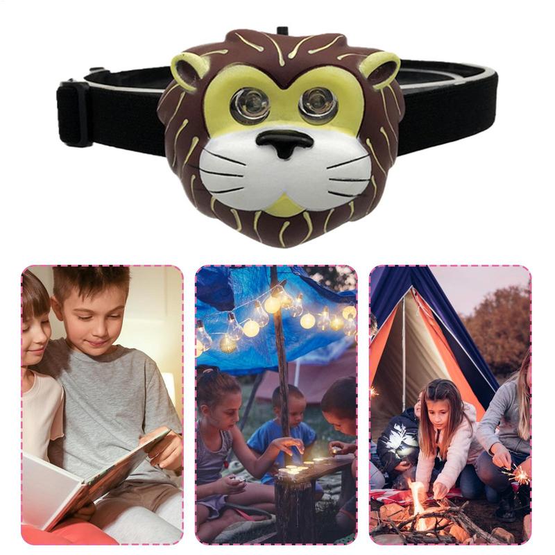 Head Lamp Cartoon Rotatable Kids Flashlight With Adjustable Headbands Portable Head Lights Camping Supplies For Birthday