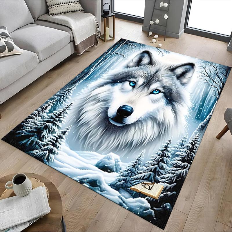 1PC Wolf Snowy Forest Extra Large Non-Slip Floor carpet, Office, family, bedroom, Studio - Large Area RugJ0323