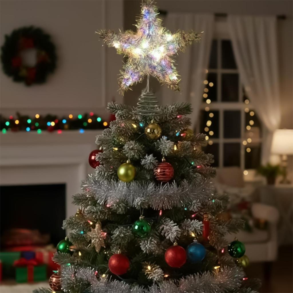 Stern Weihnachtsbaumspitze Saisondekoration Mit LED-Licht Festliche Baumdekorationen Für Hausbesitzer Heimwerker Wohnung