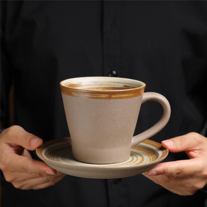 Vintage Ceramic Coffee Cup and Saucer Home Stoneware Breakfast Milk Mug Afternoon Tea Flower Tea Coffee Cup Couple Water Mug New