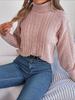 Women's 2023 Autumn/Winter Casual High Neck Cable Knit Long Sleeve Pullover Sweater
