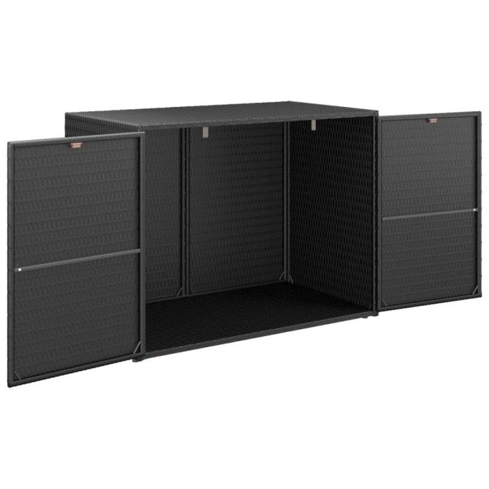 VidaXL Garden Storage Cabinet Black 100x55.5x80 Cm Woven Resin 319868