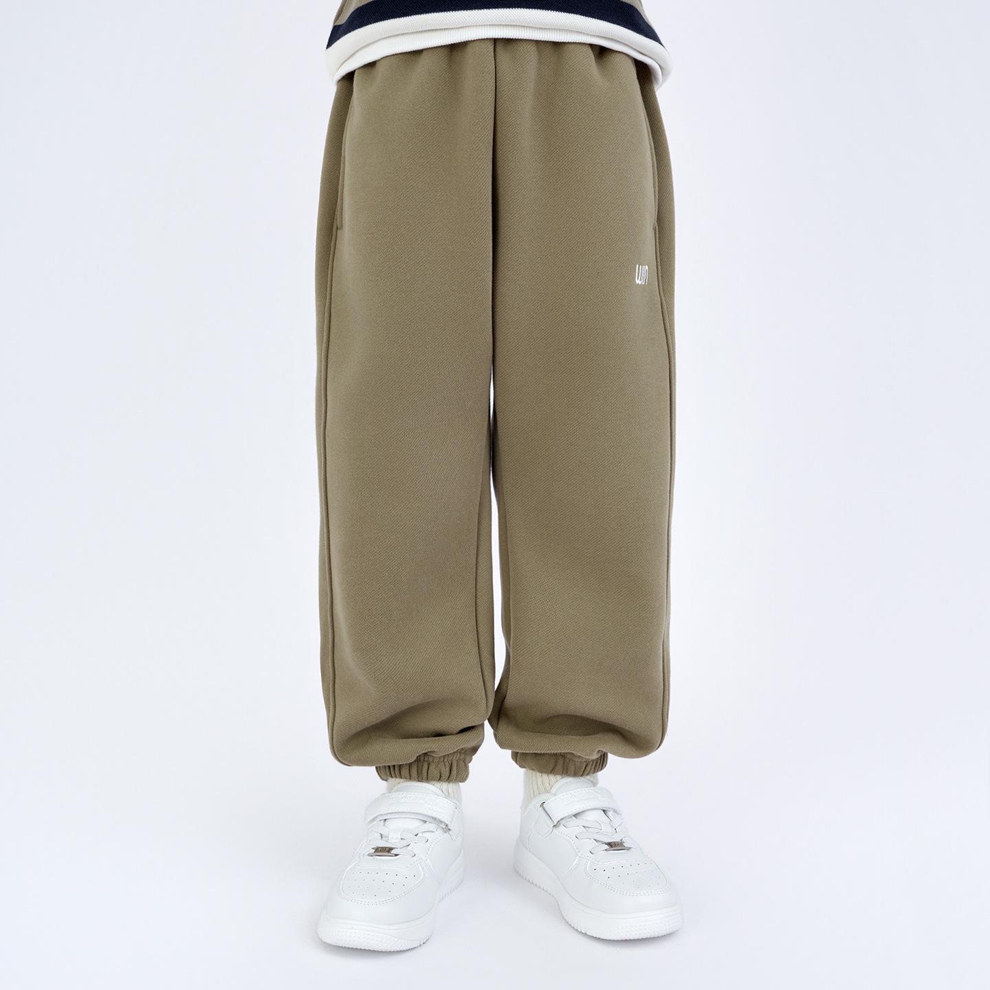 

Boys Trendy Embroidered Sweatpants 2025: Spring/Autumn Fashion Long Pants, Korean Style Solid Letter Casual Trousers 130 cm хакі
