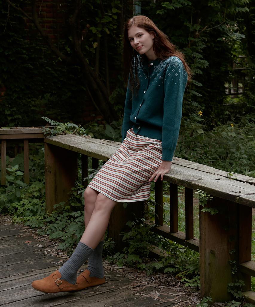 Seutyudioaenpaleukeu Multi Stripe Jersey Skirt_Green