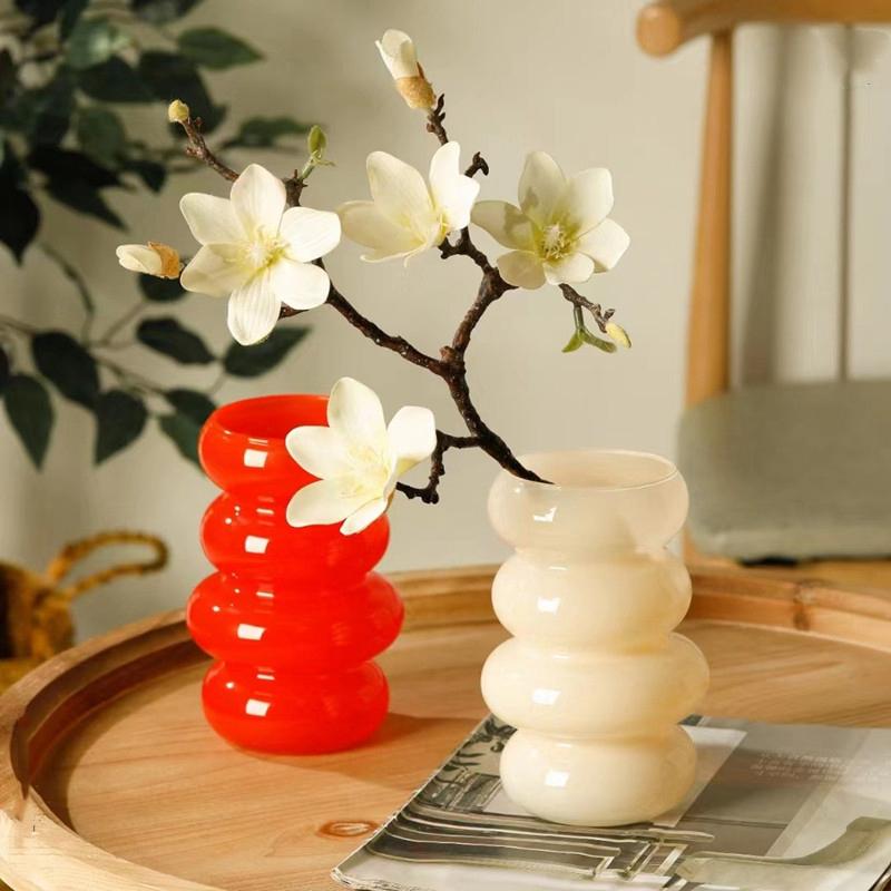 Vintage Glass Vase Chinese Style Hydroponic Flower Vase Caterpillar Shaped Creative Home Decor Living Room Ornaments Handicrafts