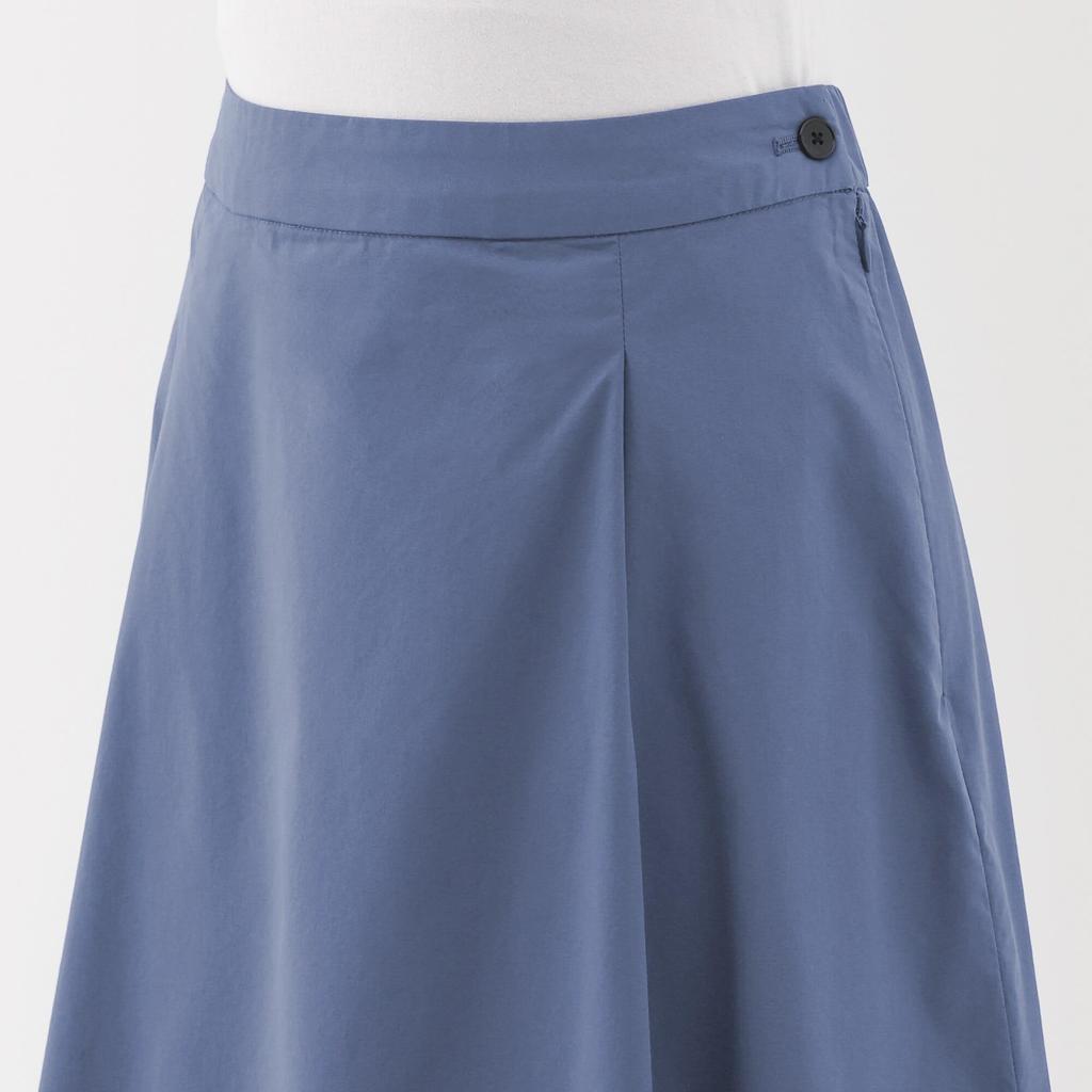 MUJI Women's Quick-Drying Broad Flare Skirt, BE1VAA5S, Smoky Blue, Size S