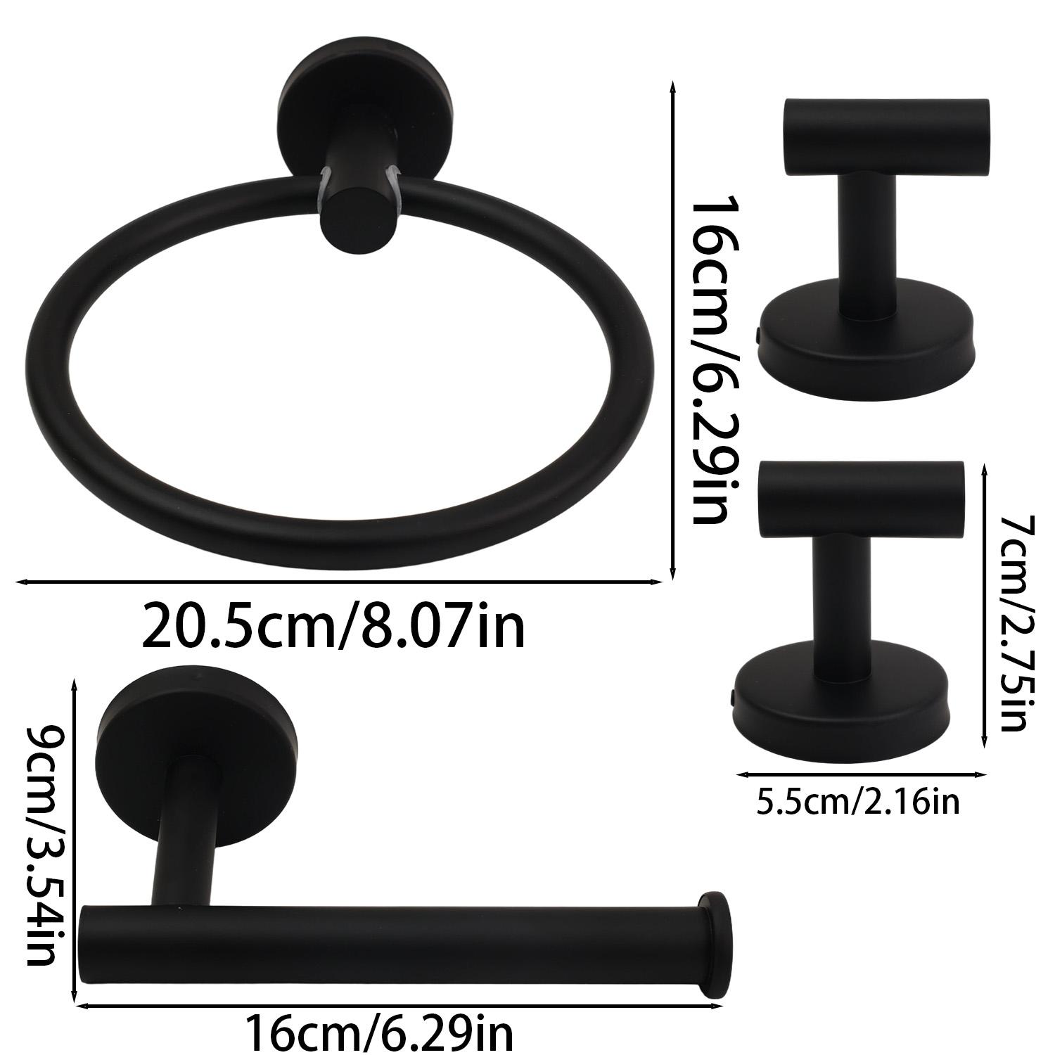 Bathroom Hardware Set Stainless Steel Wall Mounted Towel Rack Toilet Paper Holder Coat Hanger Rail Ring Bathroom Accessories