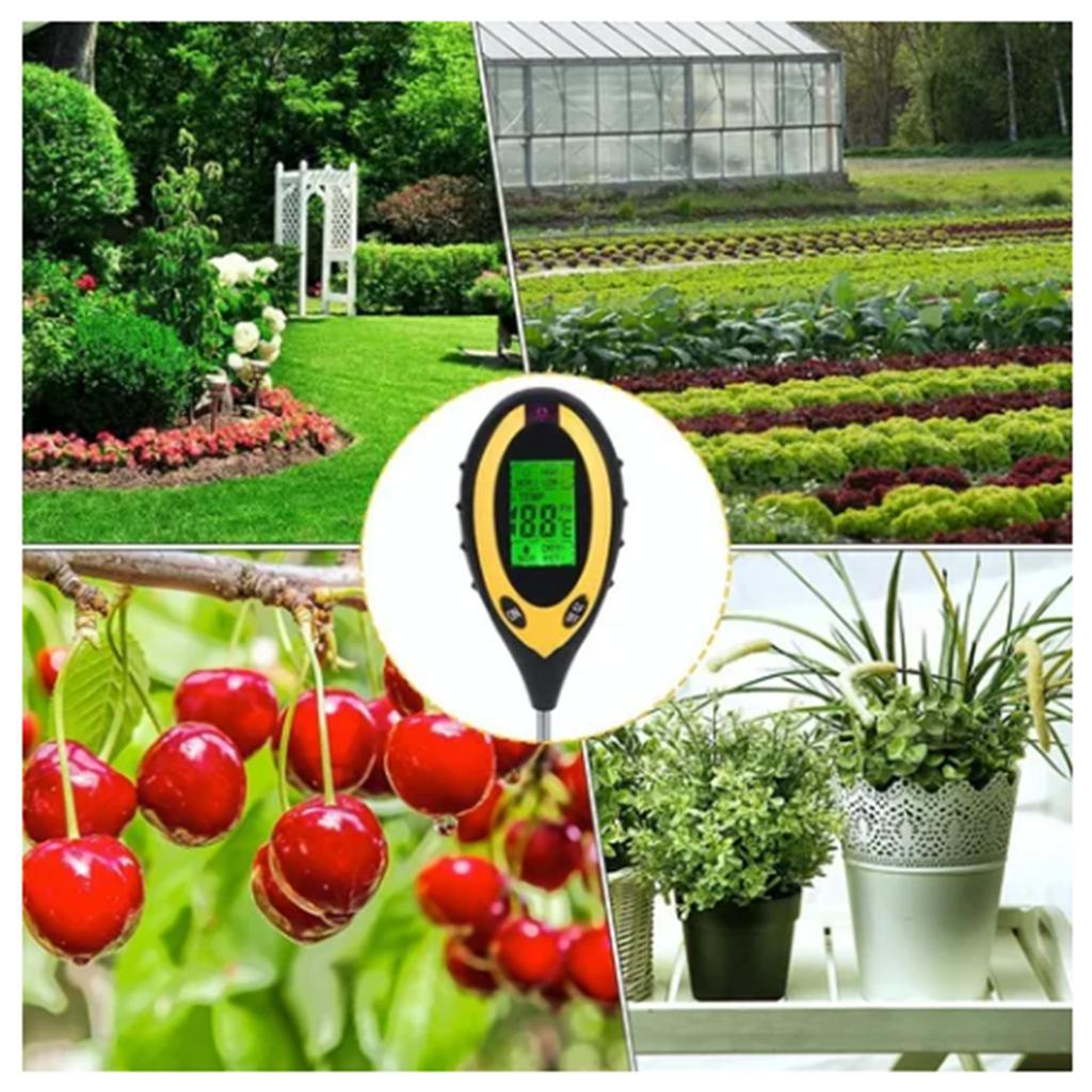 4 In 1 Soil Meter Temperature Sunlight Moisture PH Soil Tester for Family Orchard Agriculture Rice Vegetable Cultivation