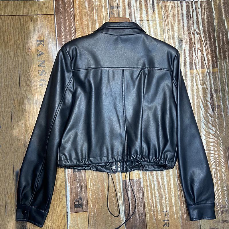 Fashionable small leather jacket women's motorcycle wear spring new pu leather jacket casual short top trend