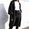 Womens And Autumn Spring Cross Border Bubble Sleeve Solid Colour Buttonless Sweater Cardigan