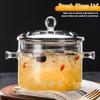 Clear Cooking Pot with Lid and Brush 1500ml Glass Simmer Pot Borosilicate Glass Clear Cookware Nonstick for Pasta Noodle Soup