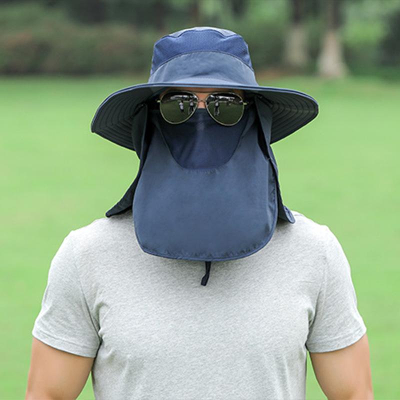 Sun Hat UV Protection Cap Wide Brim Nylon Breathable Quick Dry UPF 50+ Fishing Hat with Removable Face Neck Flap Cover