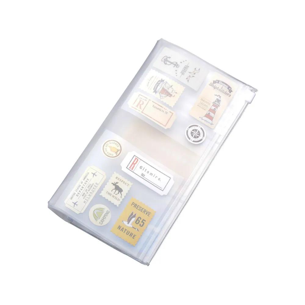 Fromthenon PVC Travelers Notebook Reißverschlusstasche Aufbewahrungstasche Kartenhalter Tagebuchzubehör Planer Zubehör Niedliche Schreibwaren