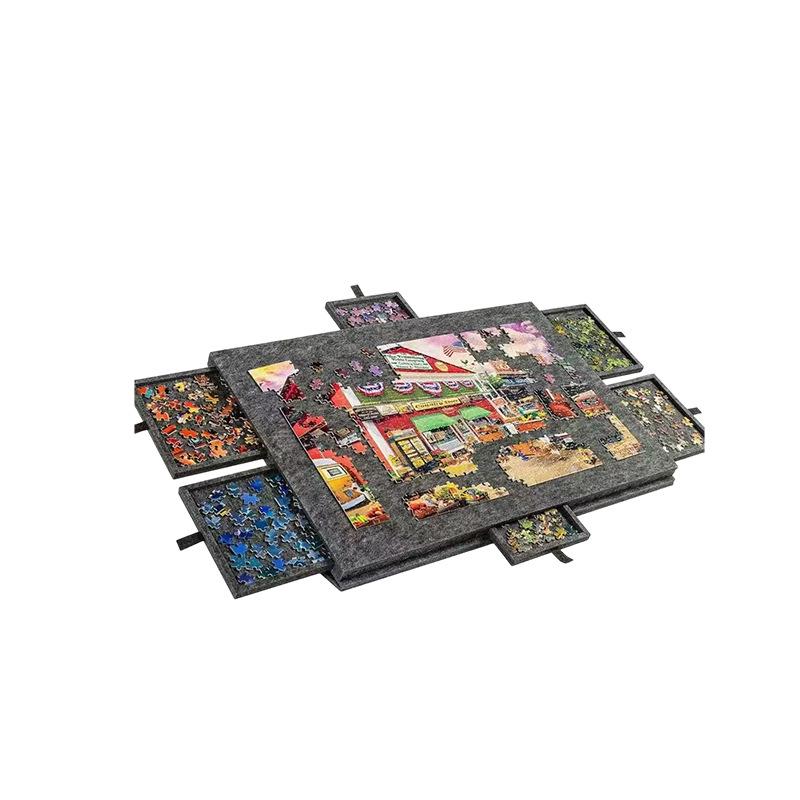 1000-Piece Felt Puzzle Mat with Folding Stand - Portable Educational Puzzle Board for Kids