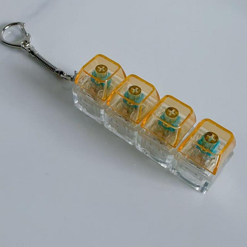 Creative Decompression Keyboard, Keychain, Transparent Mechanical Button With Light Macaron Color Pendant Explosion