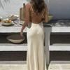 Abito Maxi Bodycon a Sirena da Donna Beige con Spalline Sottili
