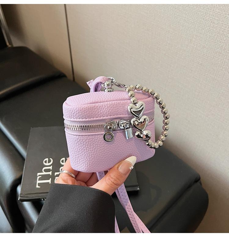 

Весна-лето 2025 новая европейская и американская мода женская мини-сумка-ведро с рисунком личи, модная высококлассная сумка для мелочи на шею фиолетовый