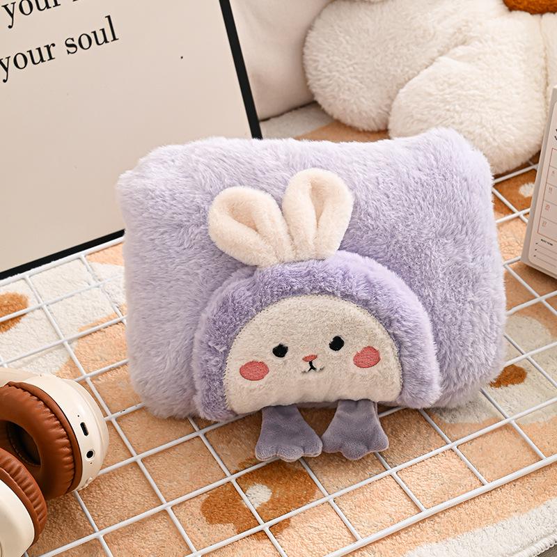 Cartoon Rechargeable Explosion-Proof Hot Water Bottle - Detachable Hand Warmer for Girls, Bed, and Abdomen.