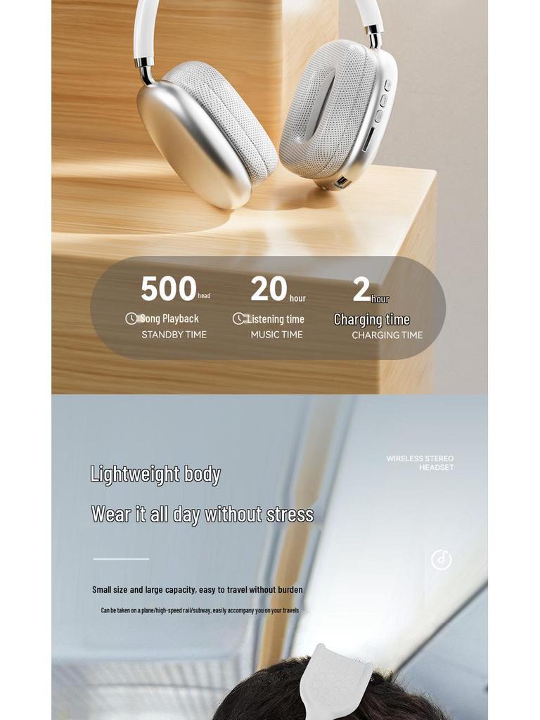 2025 Model Apple-Compatible Over-Ear Wireless Bluetooth Headphones with Heavy Bass