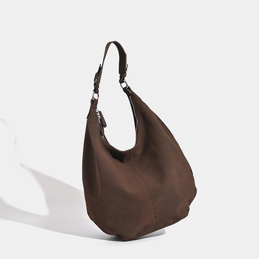Sac à Bandoulière Hobo Froissé en Daim pour Femme avec Fermeture Éclair Grande Capacité Sac à Main Sac Décontracté Sac de Trajet et de Voyage Sacs à Main et Sac à Main