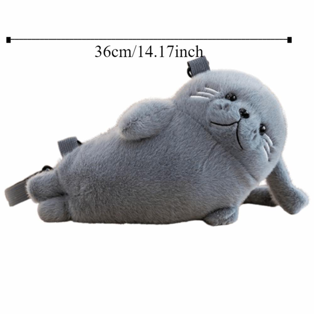 Adorable Seal Shoulder Pouch Soft Plush Crossbody Bag Creative Cartoon Seal Handbag  Students